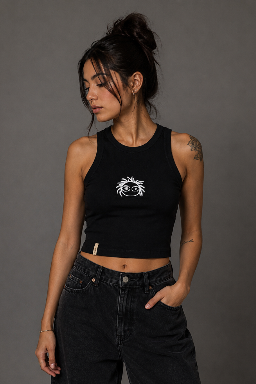 BLUSA TOP CROPPED CHILD LOGO TANK TOP