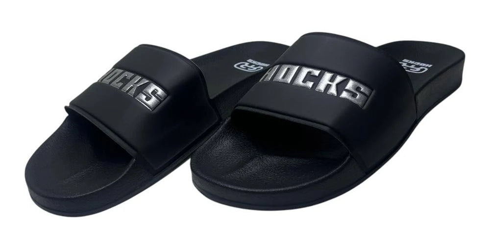 CHINELO SLIDE HOCKS BLACK/SILVER