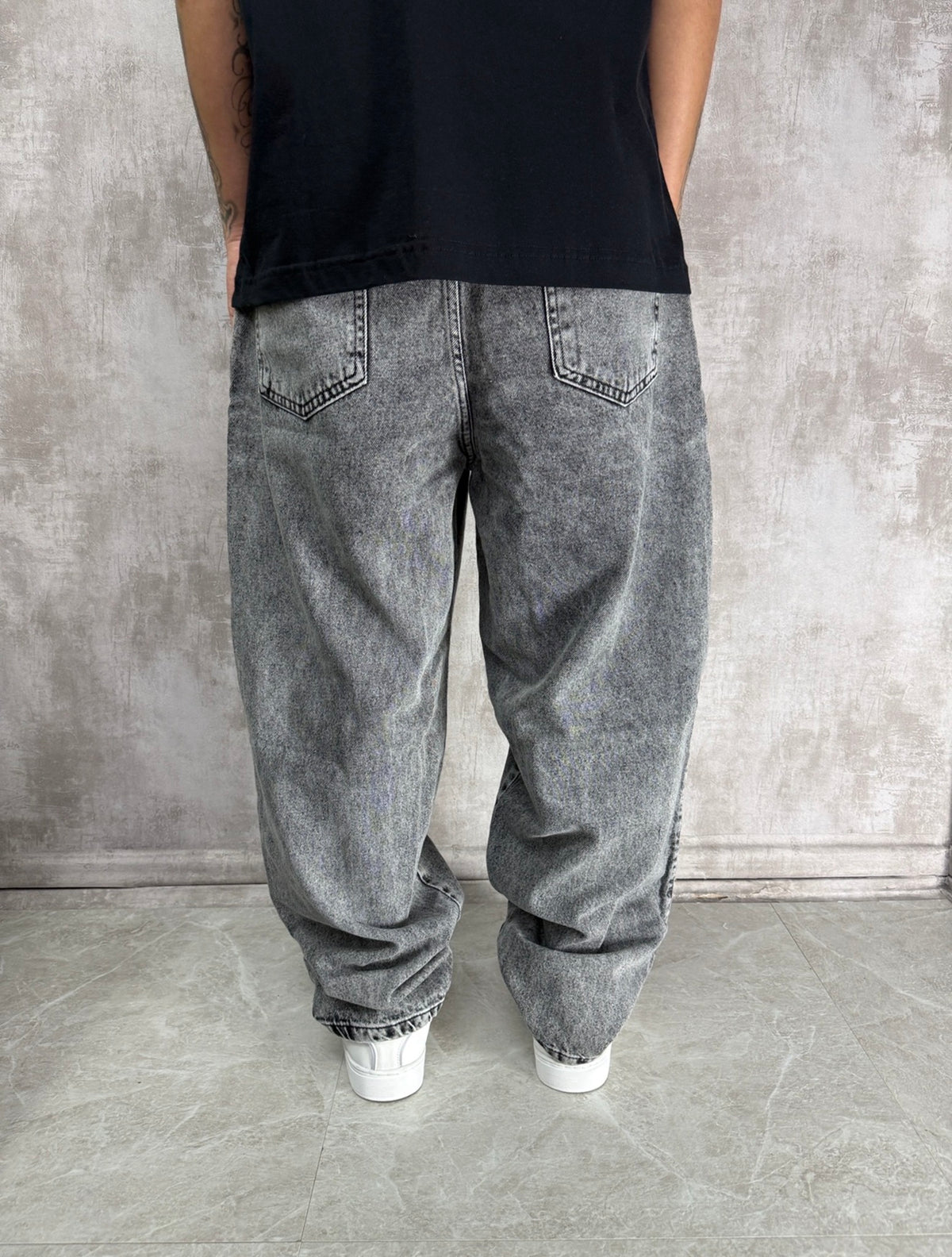 CALÇA JEANS RETRO SUPER BAGGY CINZA STONED