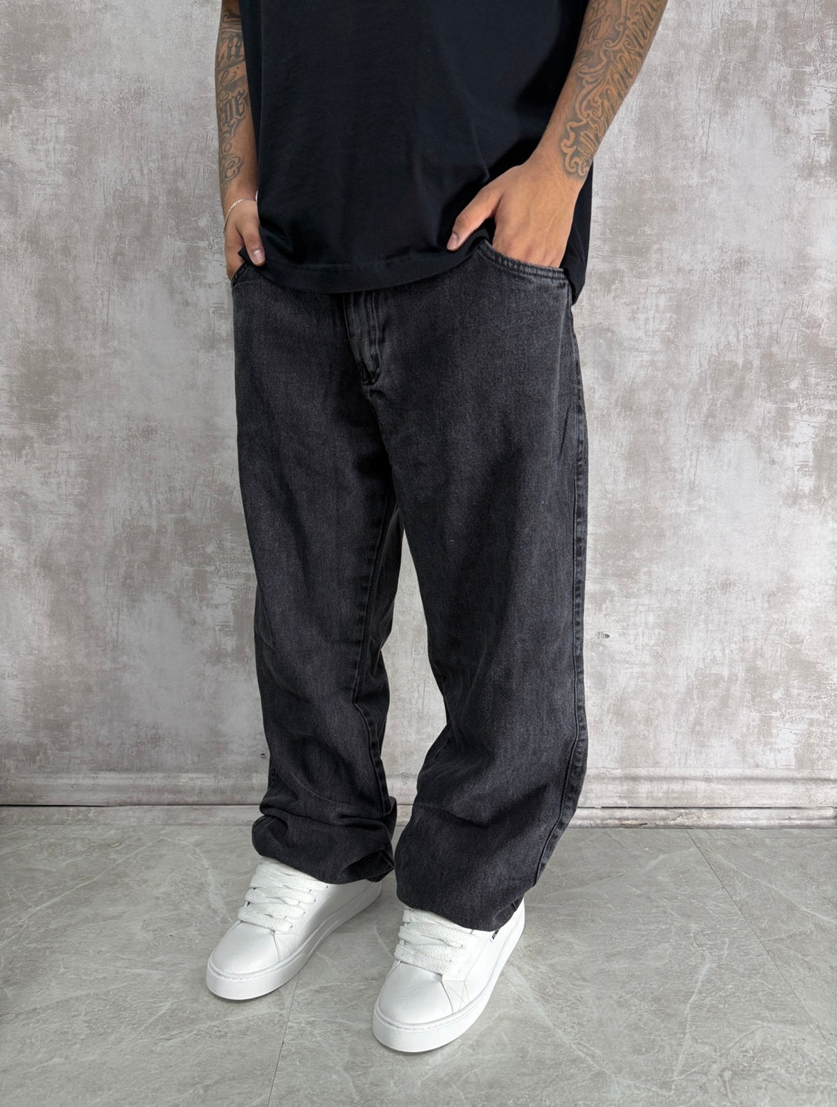CALÇA BALÃO BAGGY JEANS BLACK STONADO