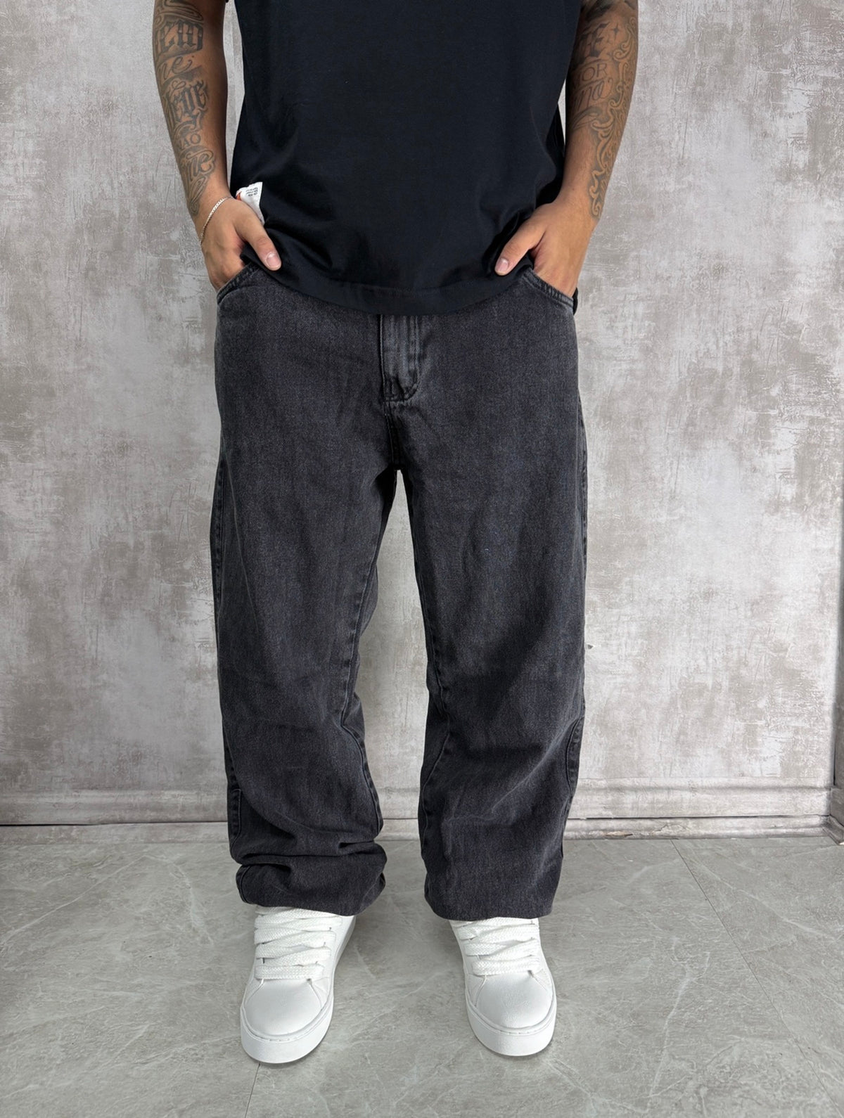 CALÇA BALÃO BAGGY JEANS BLACK STONADO
