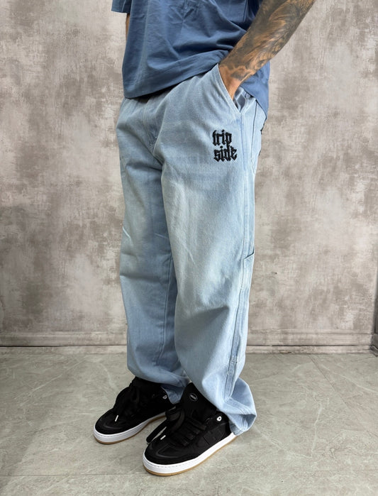 CALÇA TRIP SIDE BAGGY JEANS CARPINTEIRO BORDADO DUPLO CRUZ