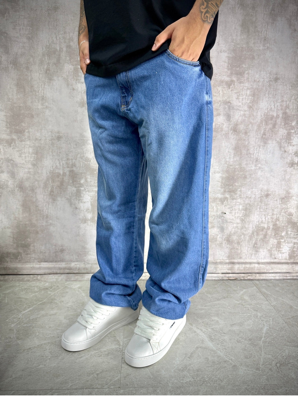 CALÇA BALÃO BAGGY JEANS AZUL ESCURO