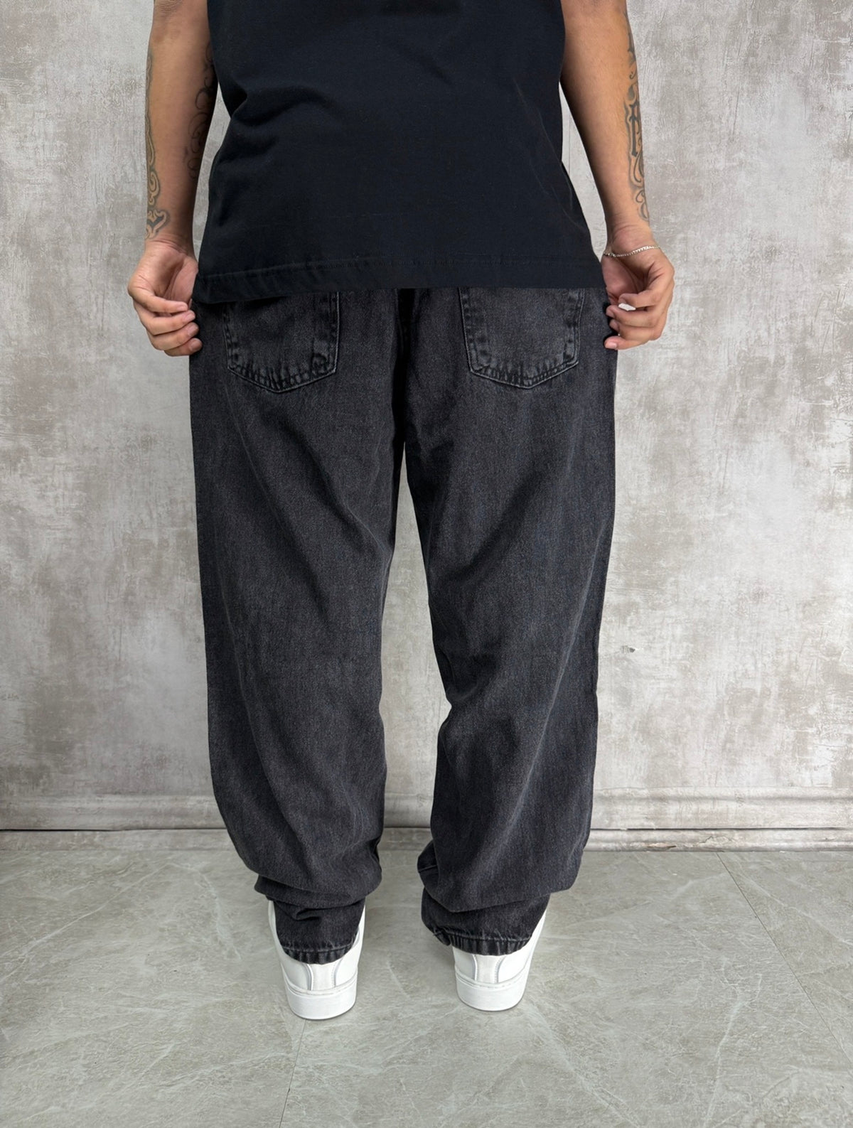 CALÇA BALÃO BAGGY JEANS BLACK STONADO
