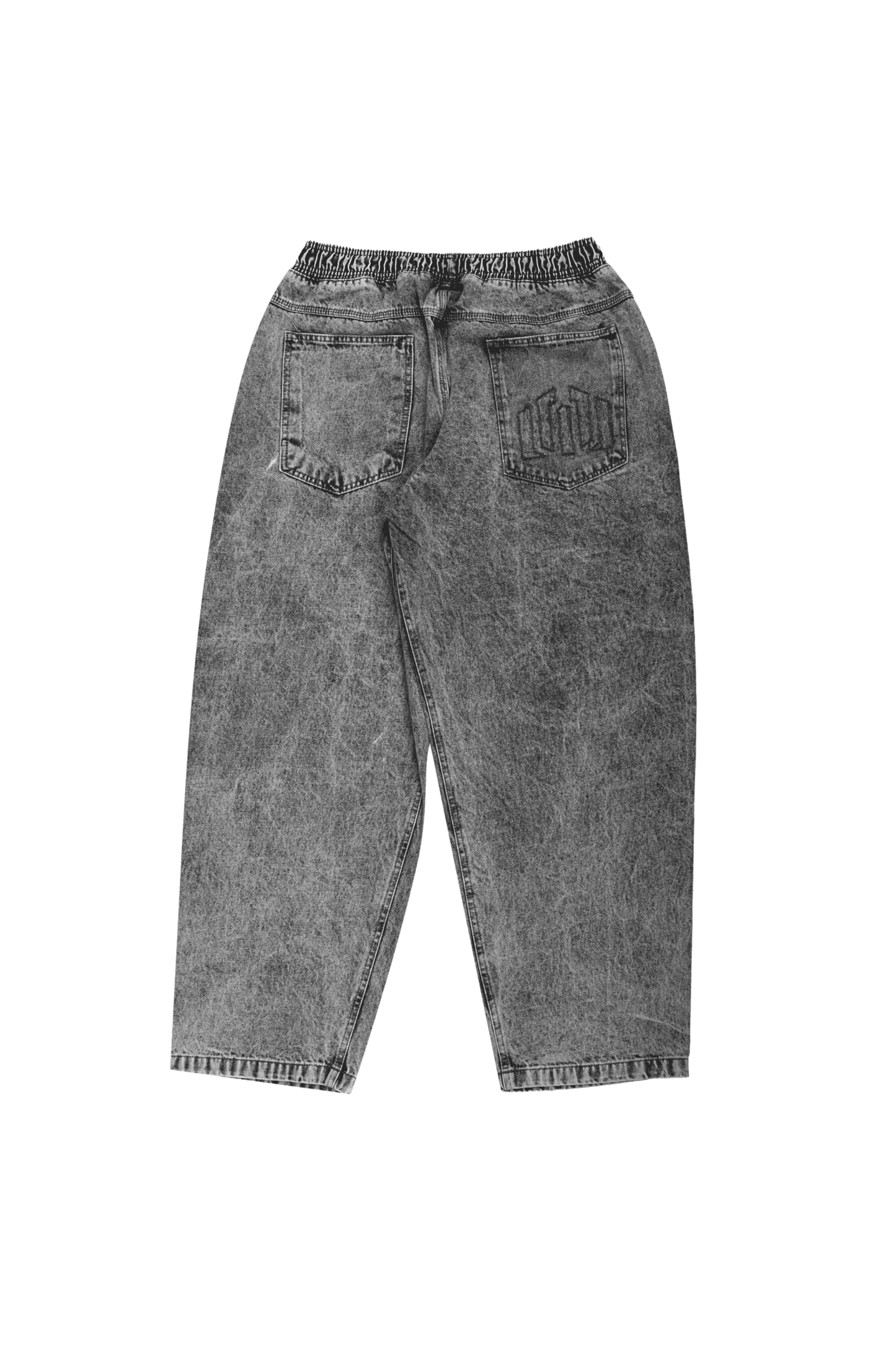 CALCA BAGGY ELASTICO JEANS JR/BLACK MARMORIZADA