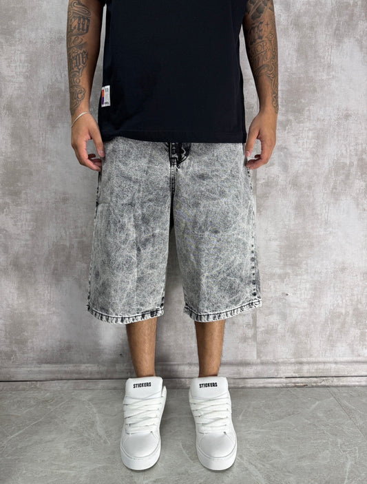 BERMUDA JEANS RETRO BAGGY CINZA STONED