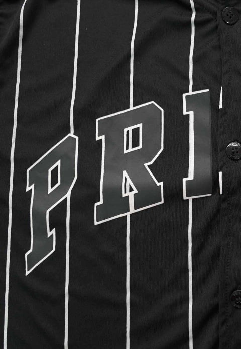 CAMISETA BASEBALL LOGO PRISON NY PRETA LISTRADA