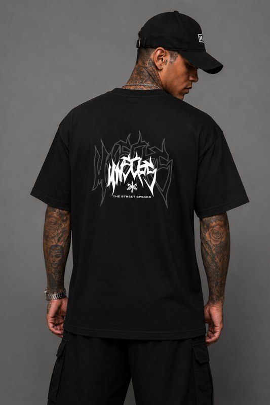 CAMISETA MANOS CAPS OVERSIZED ONIX DARK MANUSCRIPT