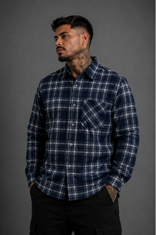 CAMISA BOTAO FREESURF HEAVY AZUL XADREZ JUNINA