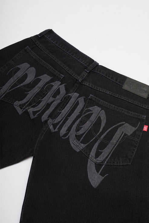 CALÇA BAGGY JEANS PANTS - WASHED BLACK PLANO C