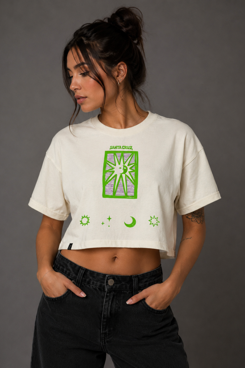 BLUSA CROPPED SANTA CRUZ OVERSIZED SUN STAMP FRONT