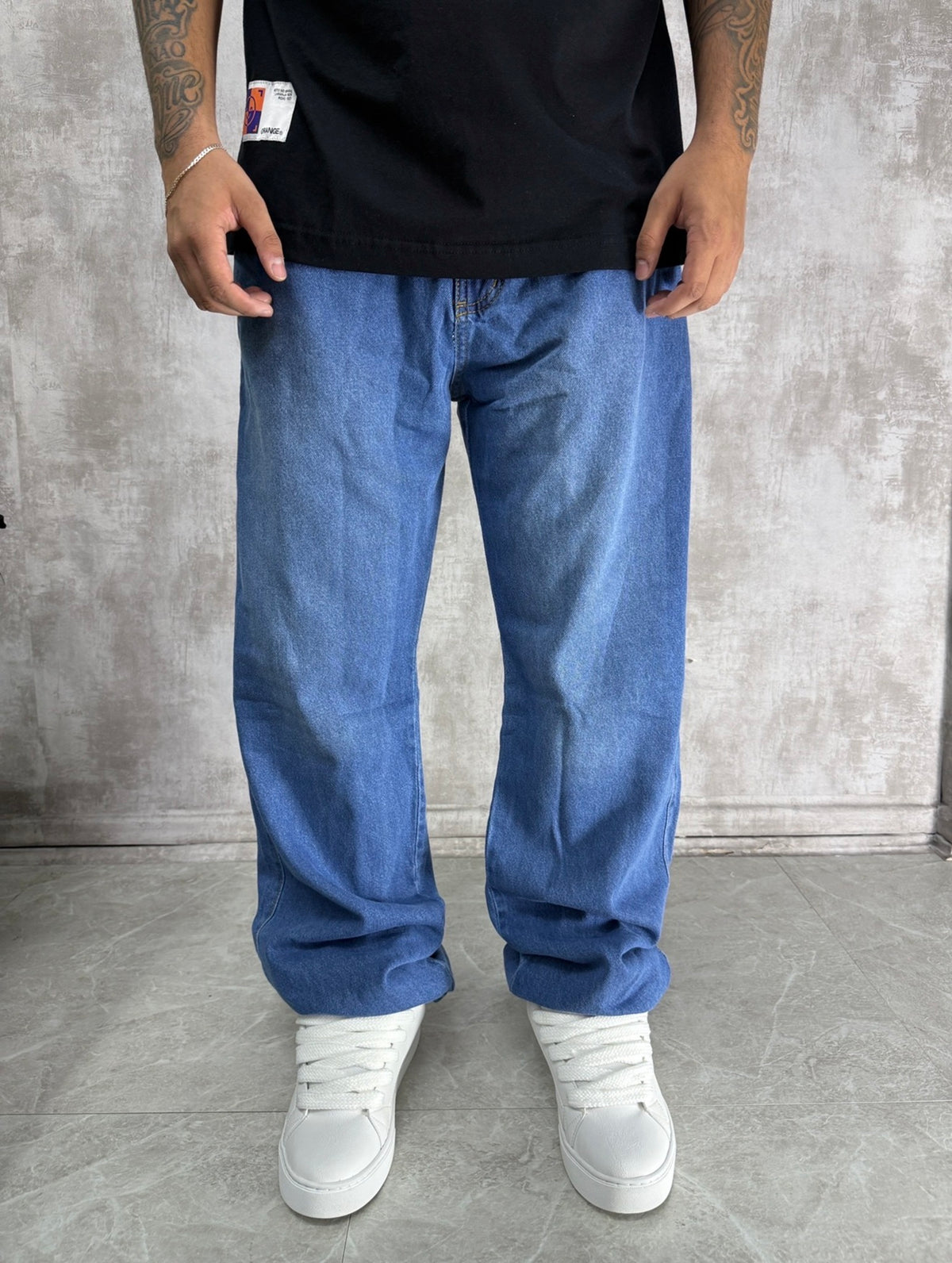 CALÇA BALÃO BAGGY JEANS AZUL ESCURO