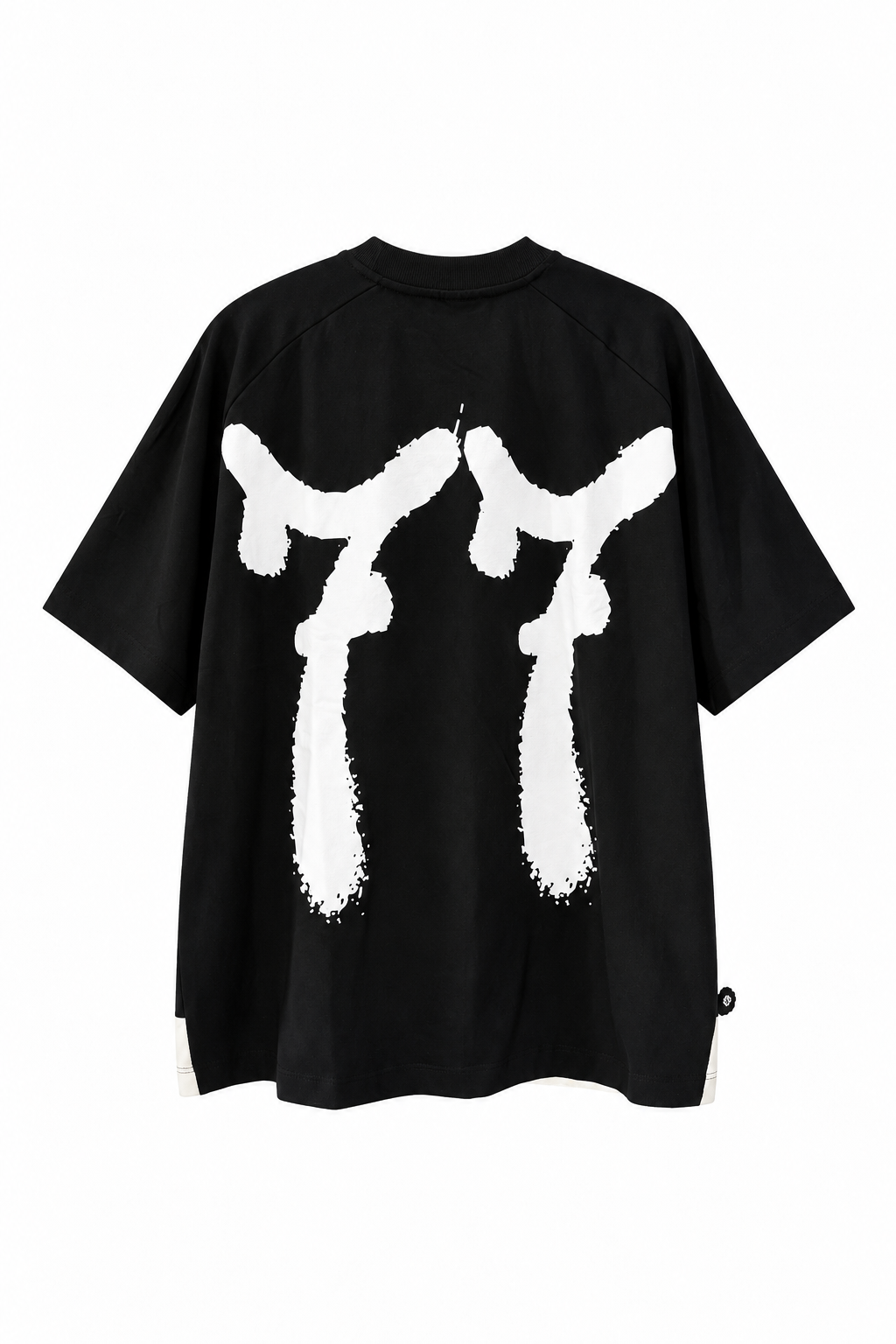 CAMISETA TRIP SIDE OVERSIZED PREMIUM COM RECORTE PRETO E OFF