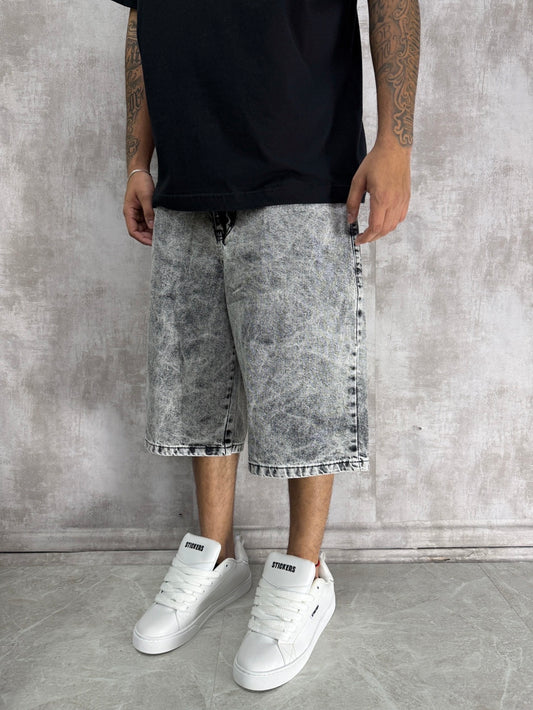 BERMUDA JEANS RETRO BAGGY CINZA STONED