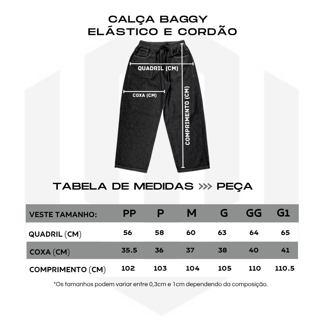 CALCA BAGGY ELASTICO JEANS JR/BLACK MARMORIZADA
