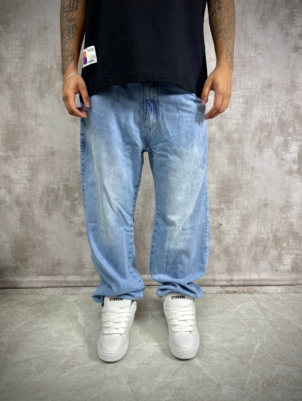 CALÇA BALÃO BAGGY JEANS AZUL CLARO
